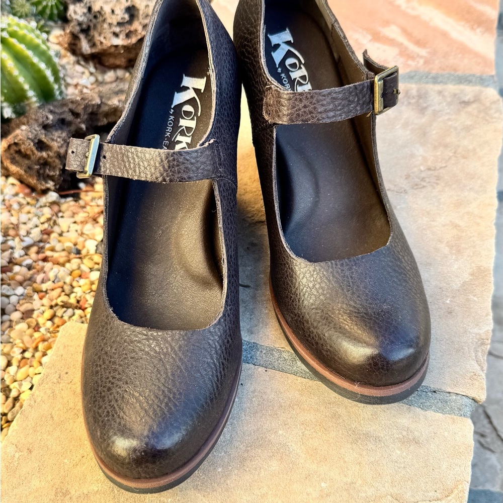 Kork-Ease Mary Jane Leather Block Heels | Dark Brown Comfort Platform Shoes - Picture 10 of 16